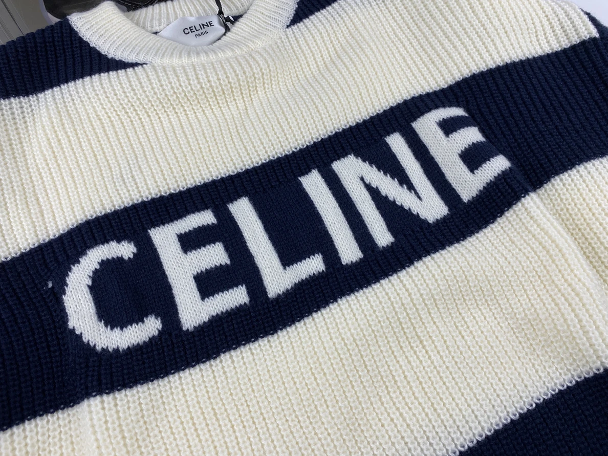 9432 Celine Clean Fit  White Blue Sweater DailyWear 69