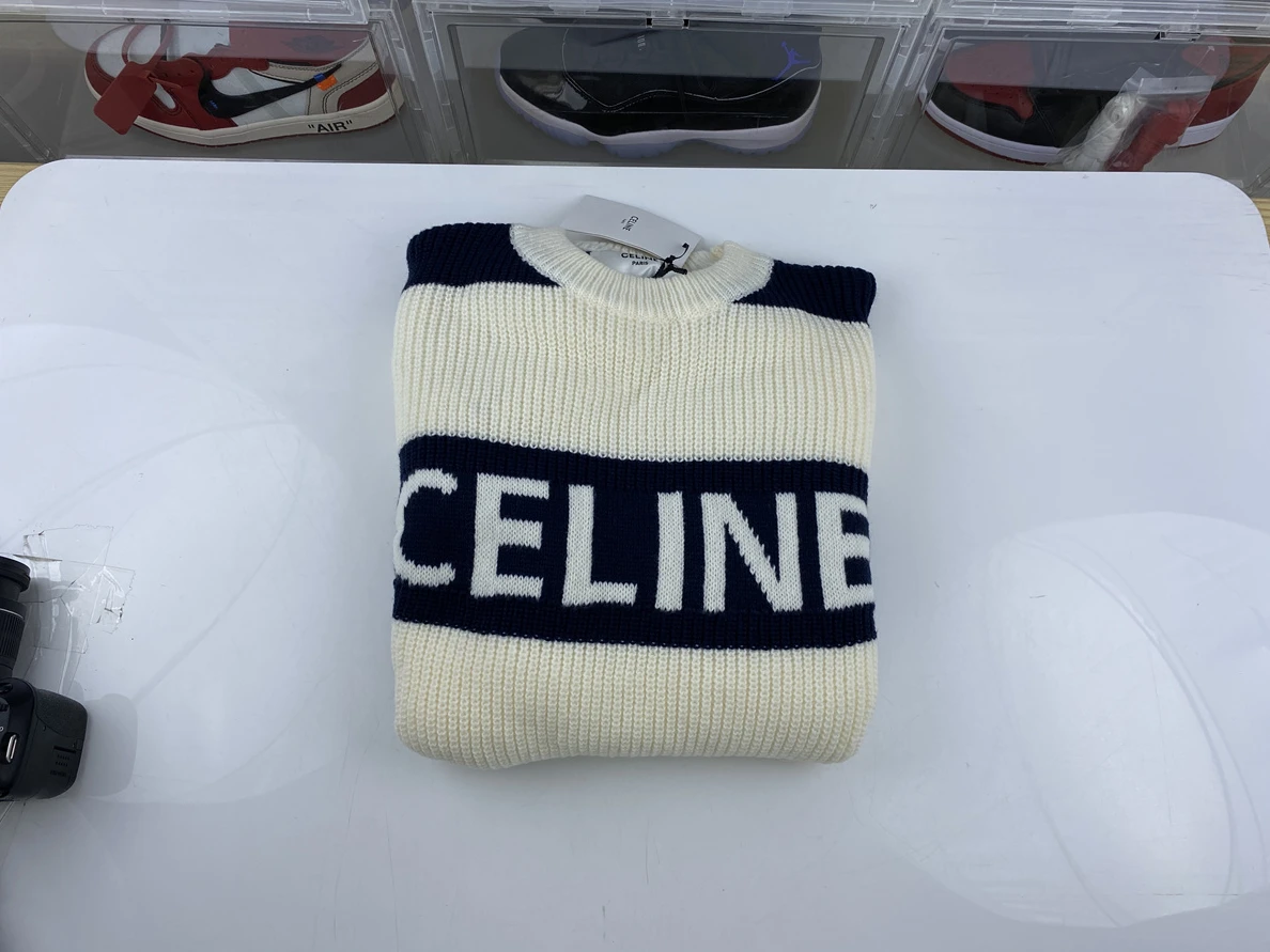 9432 Celine Clean Fit  White Blue Sweater DailyWear 69