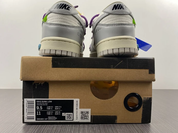 Affordable 8825 Nike Dunk Low Off-White Lot 48 DM1602- 1911