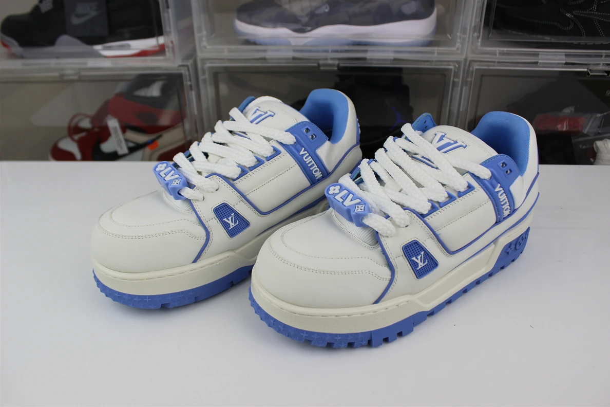 Affordable Louis Vuitton LV trainer White Blue 209