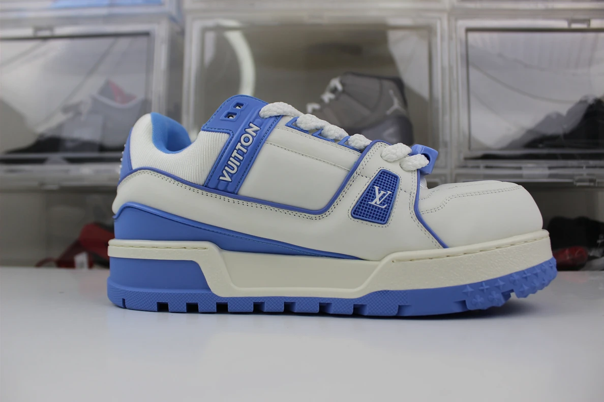 Affordable Louis Vuitton LV trainer White Blue 209