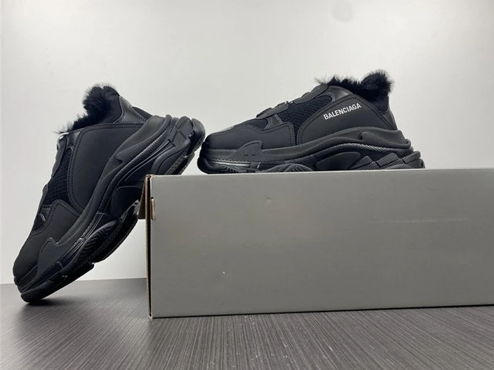 BLCG Triple S Fake Fur Black 668563 W3CQ5 1000 NewStyle 3364