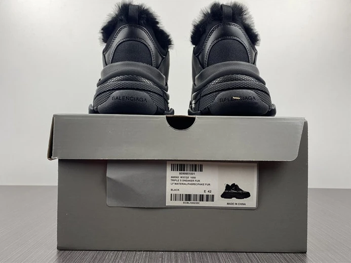 BLCG Triple S Fake Fur Black 668563 W3CQ5 1000 NewStyle 3364