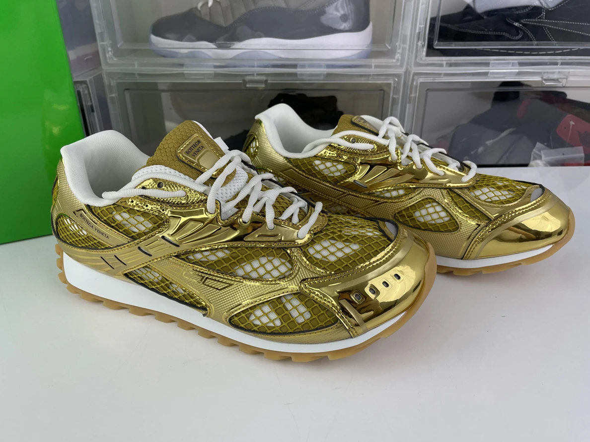 BOTTEGA VENETA ORBIT SNEAKER Fabric GOLD-White NewStyle 3522
