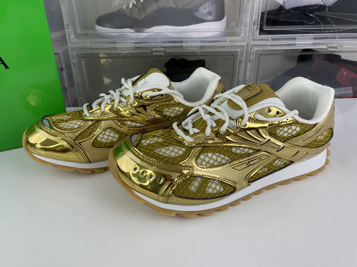 BOTTEGA VENETA ORBIT SNEAKER Fabric GOLD-White NewStyle 3522