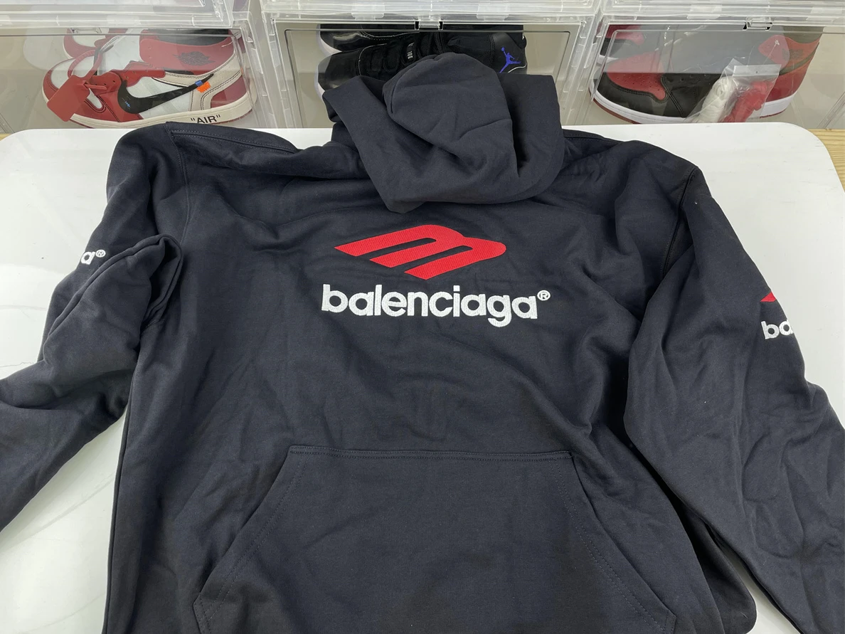 Balenciaga Big Red M LOGO Black Hoodie EasyMatch 60