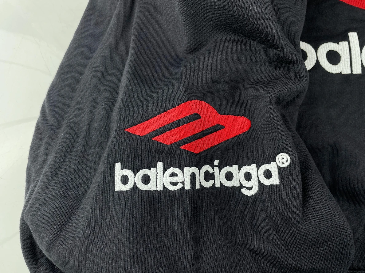 Balenciaga Big Red M LOGO Black Hoodie EasyMatch 60