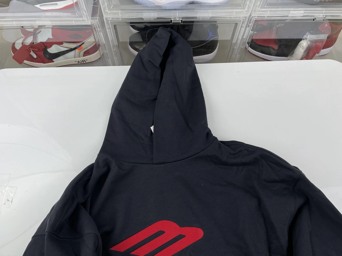 Balenciaga Big Red M LOGO Black Hoodie EasyMatch 60