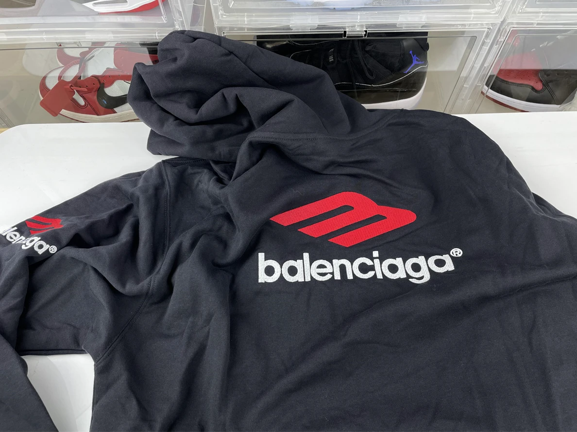 Balenciaga Big Red M LOGO Black Hoodie EasyMatch 60