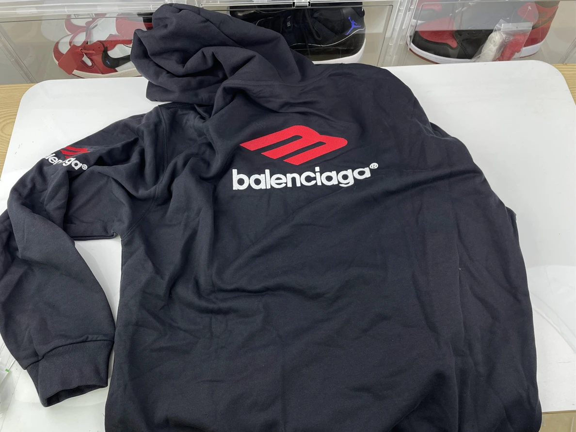 Balenciaga Big Red M LOGO Black Hoodie EasyMatch 60