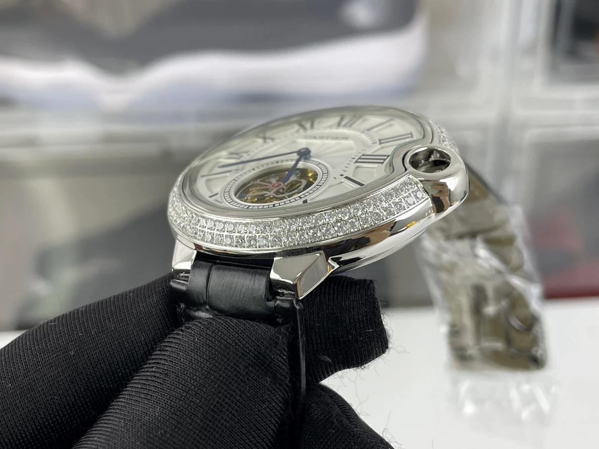 Cartier Driver De Cartier Silver Moissanite diamonds Watch  ( 43 x 14 mm) EasyMatch 298