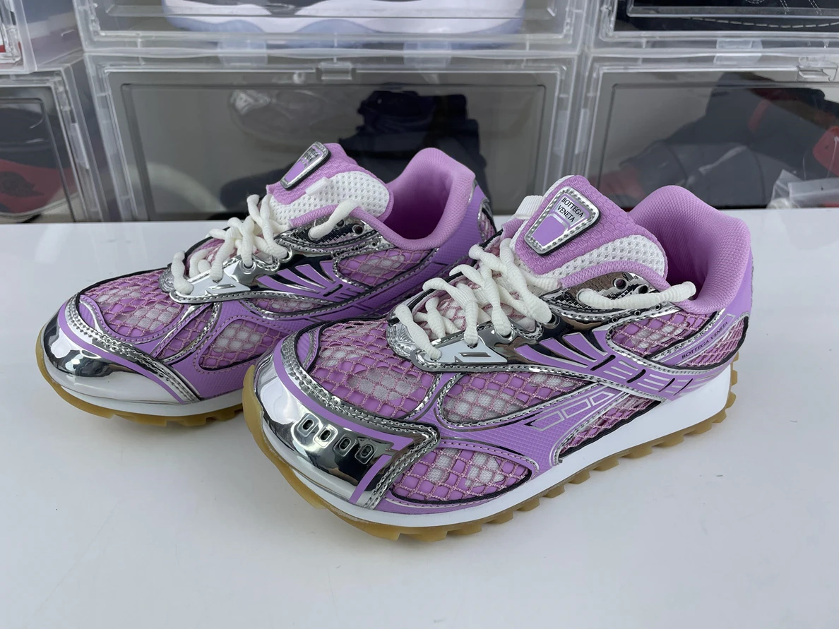 Comfortable 6814 BOTTEGA VENETA ORBIT SNEAKER CLOSS Pink Silver 3530