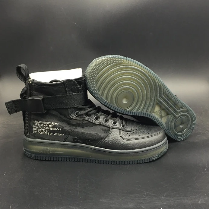 Comfortable Nike SF Air Force 1 Mid Black Cargo Khaki AA7345-001 2488