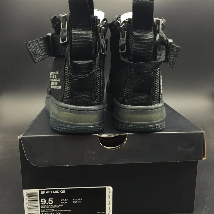 Comfortable Nike SF Air Force 1 Mid Black Cargo Khaki AA7345-001 2488