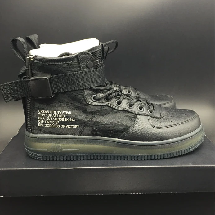Comfortable Nike SF Air Force 1 Mid Black Cargo Khaki AA7345-001 2488