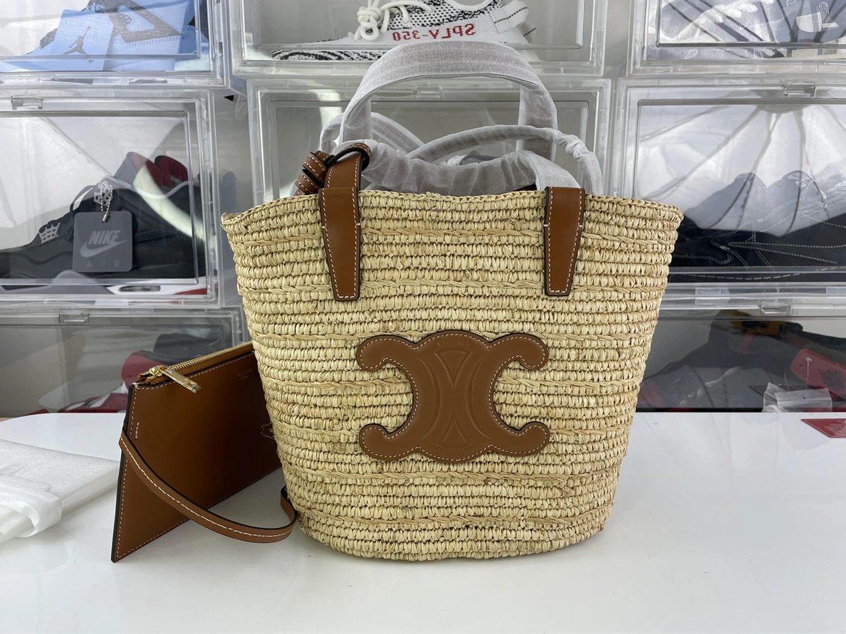 DailyWear Celine Raffia Grass Brown Ladies Bag (21.5 x 22 x 13cm) 224