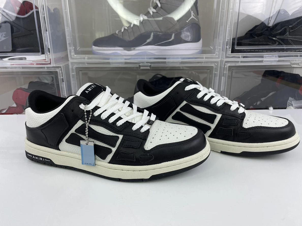 EasyMatch 7804 Amiri Skeleton Top Low Sneakers Black White 3546