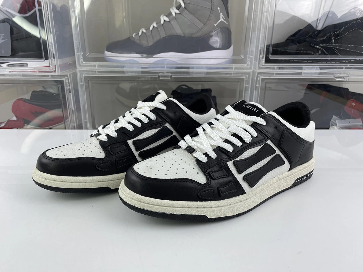 EasyMatch 7804 Amiri Skeleton Top Low Sneakers Black White 3546