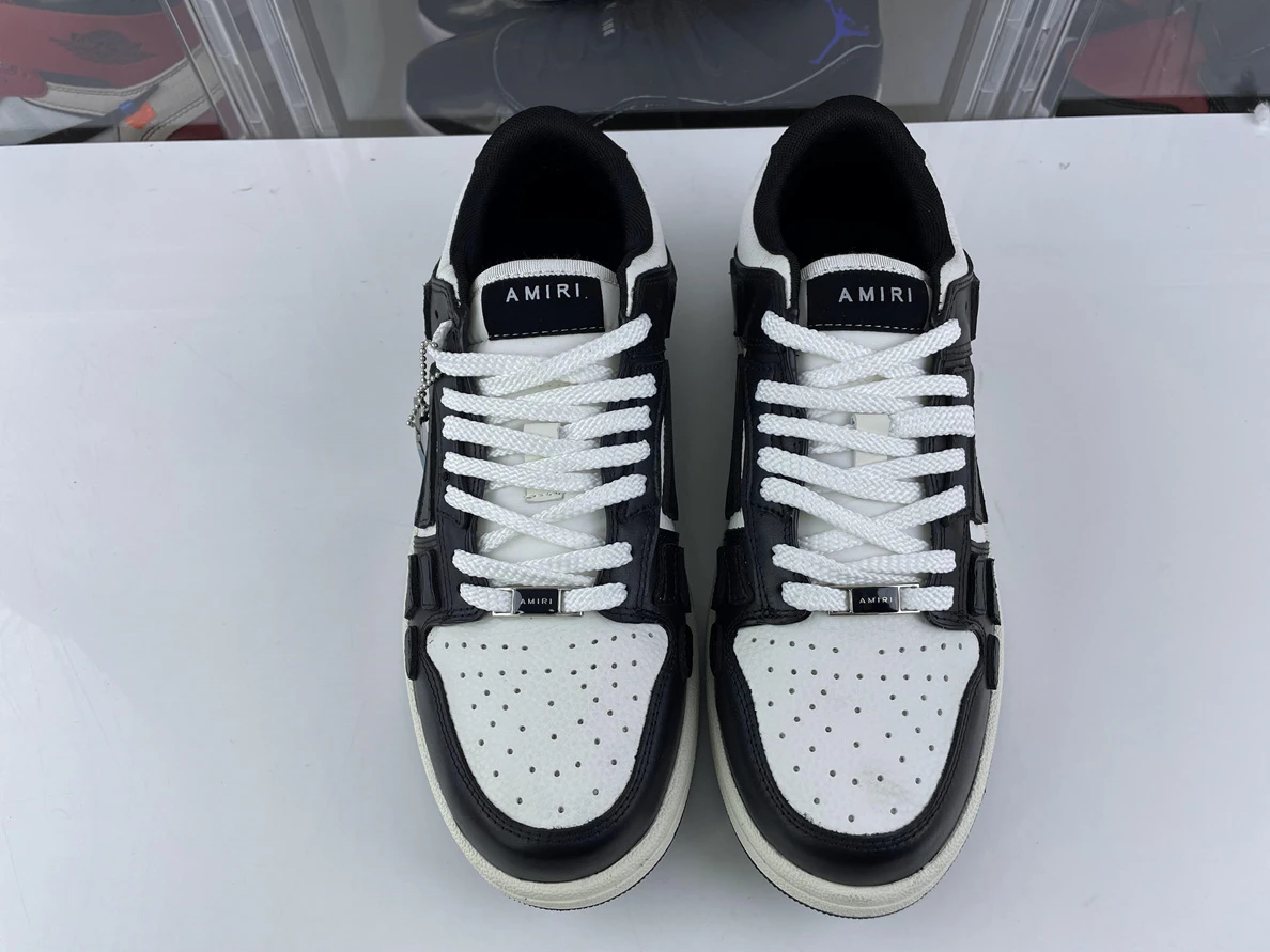 EasyMatch 7804 Amiri Skeleton Top Low Sneakers Black White 3546