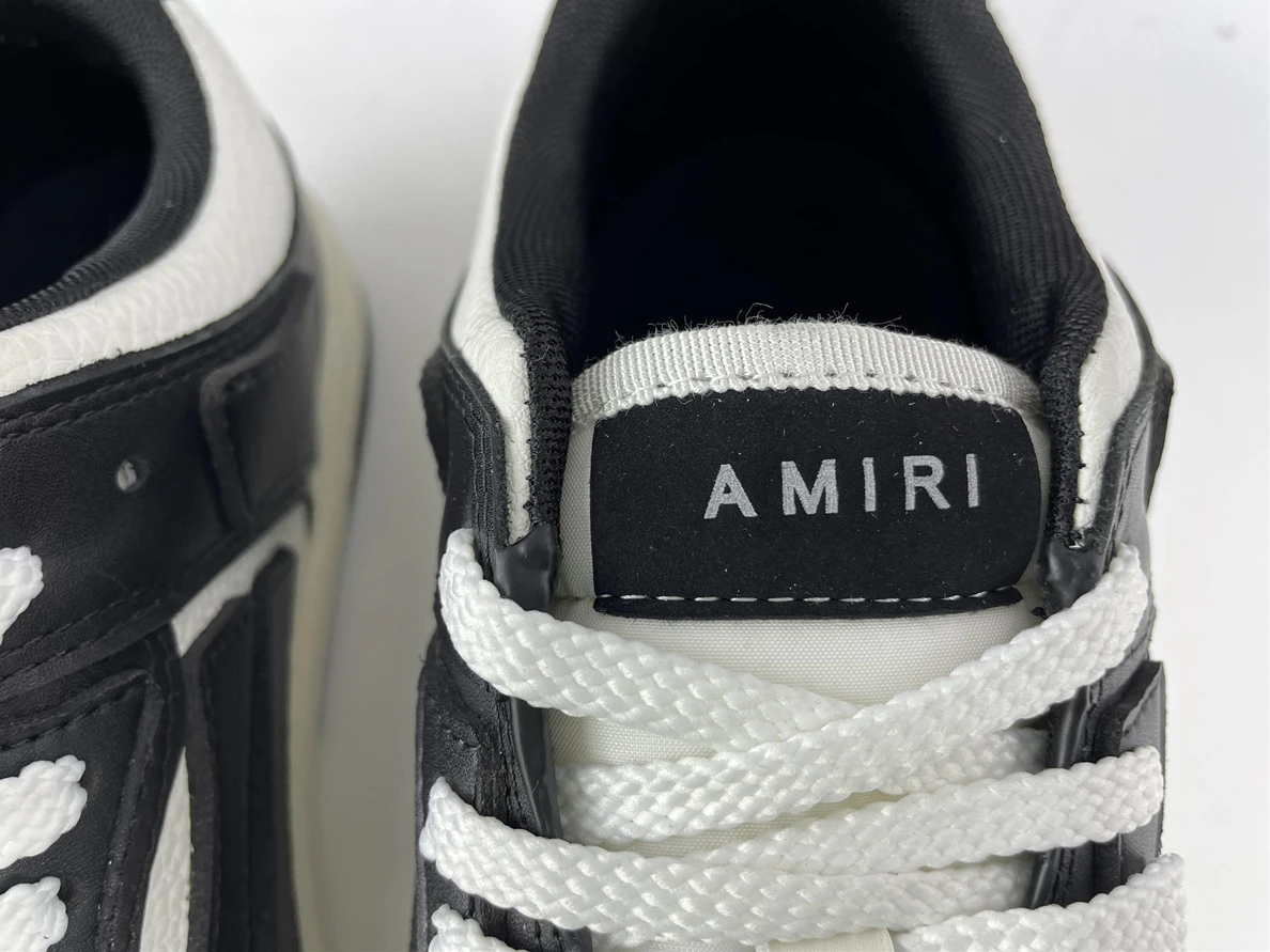 EasyMatch 7804 Amiri Skeleton Top Low Sneakers Black White 3546