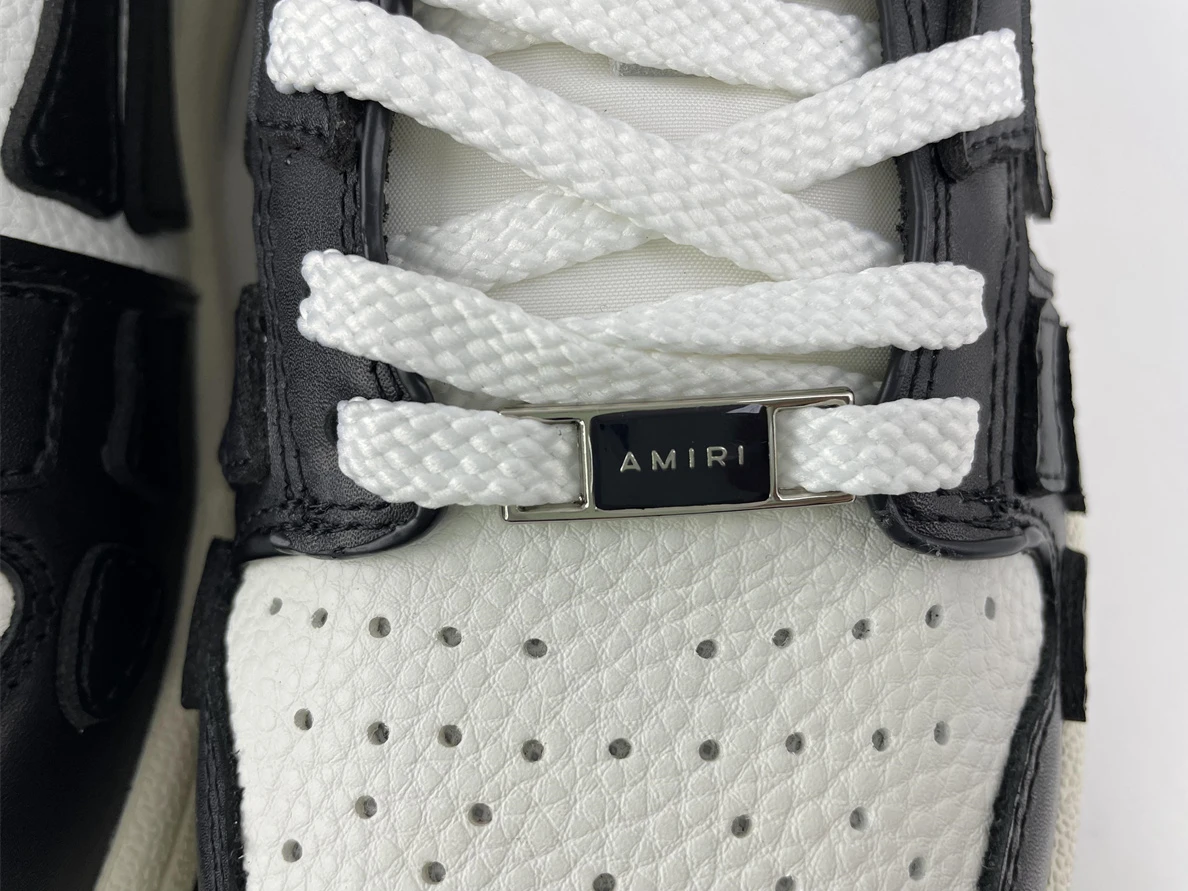 EasyMatch 7804 Amiri Skeleton Top Low Sneakers Black White 3546