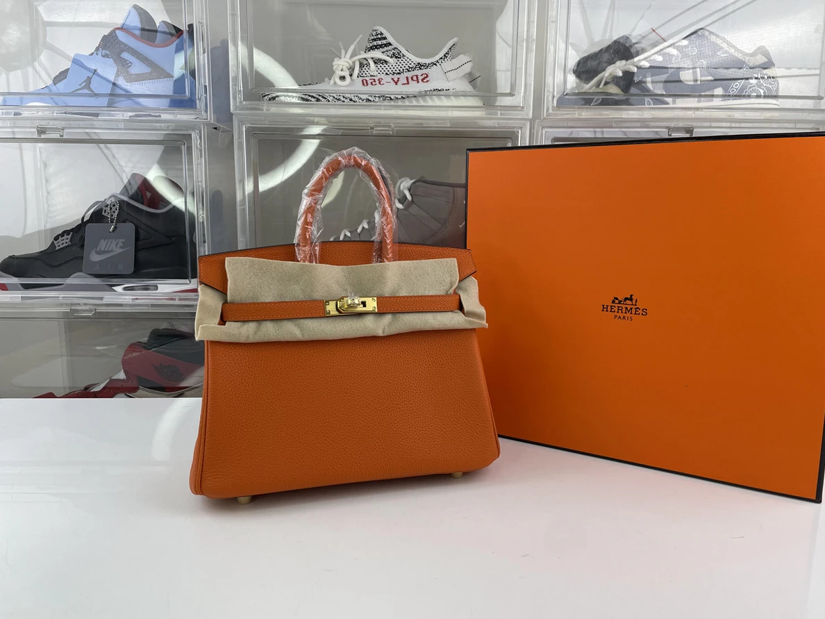 Fashionable H brand Togo Orange Gold (half hand made)(25cm) 124