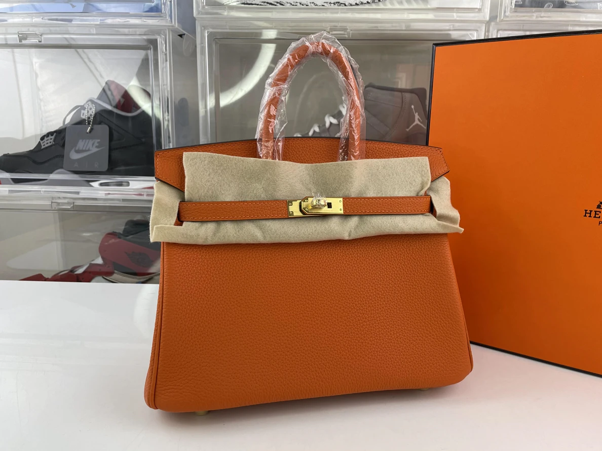 Fashionable H brand Togo Orange Gold (half hand made)(25cm) 124