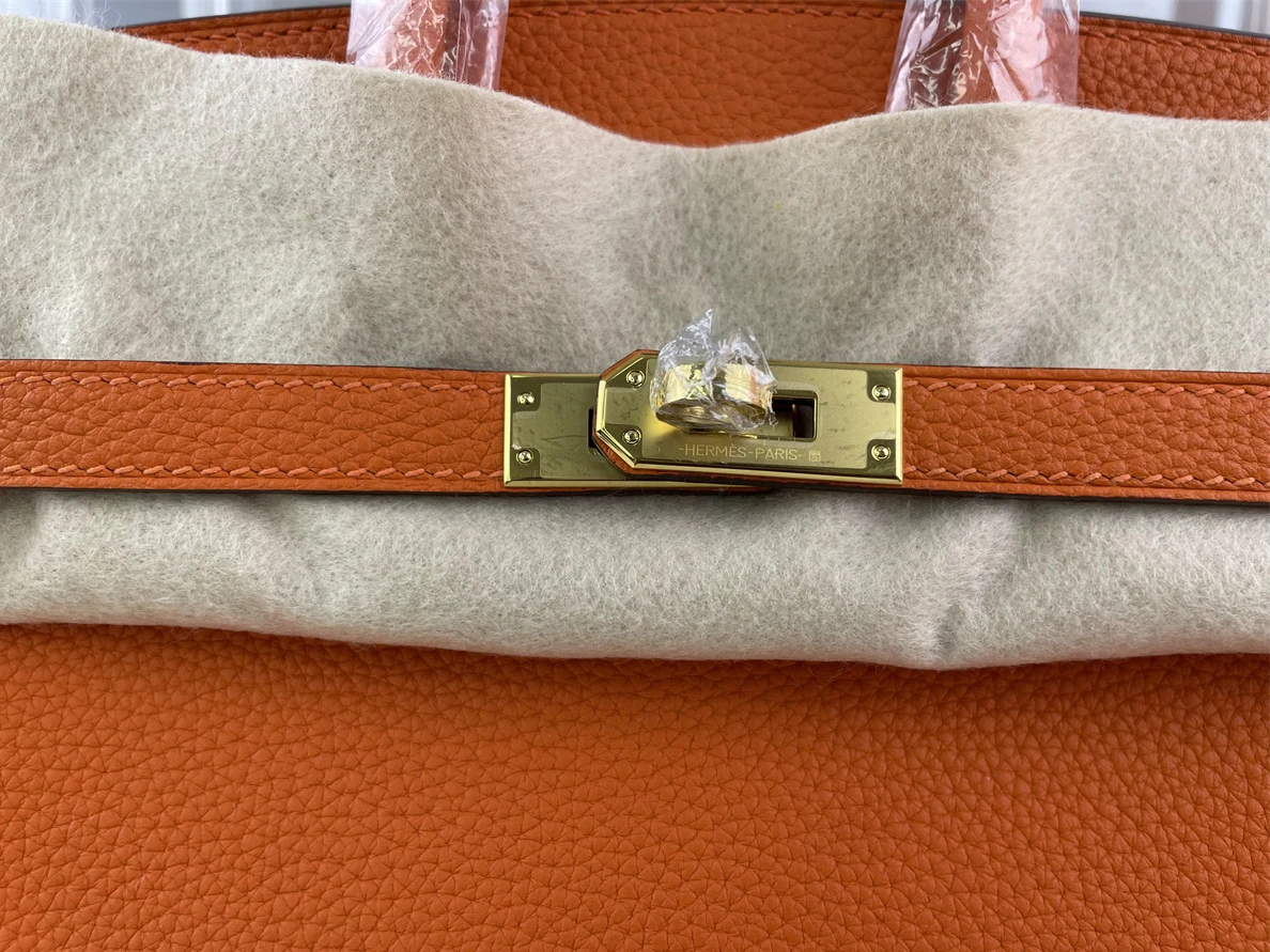 Fashionable H brand Togo Orange Gold (half hand made)(25cm) 124