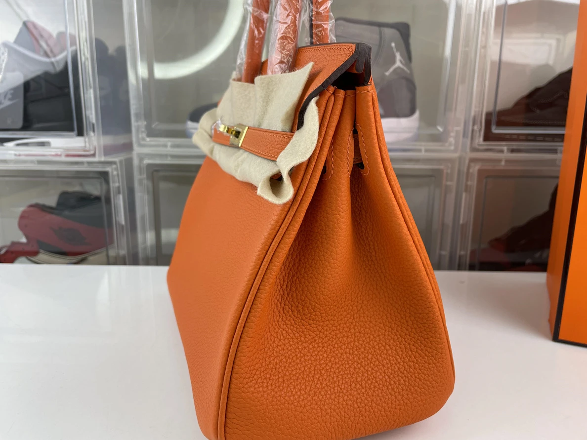 Fashionable H brand Togo Orange Gold (half hand made)(25cm) 124