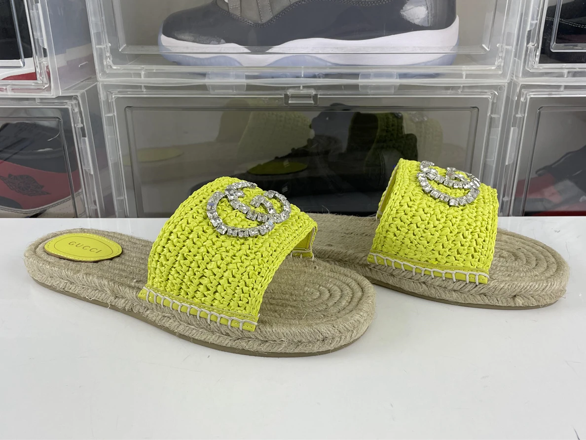 GUCCI Lido series Raffia grass slipper HighQuality 90