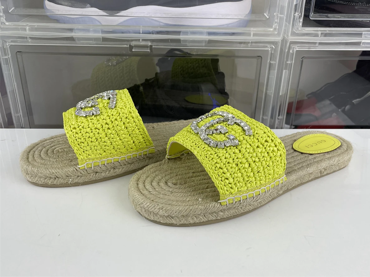 GUCCI Lido series Raffia grass slipper HighQuality 90