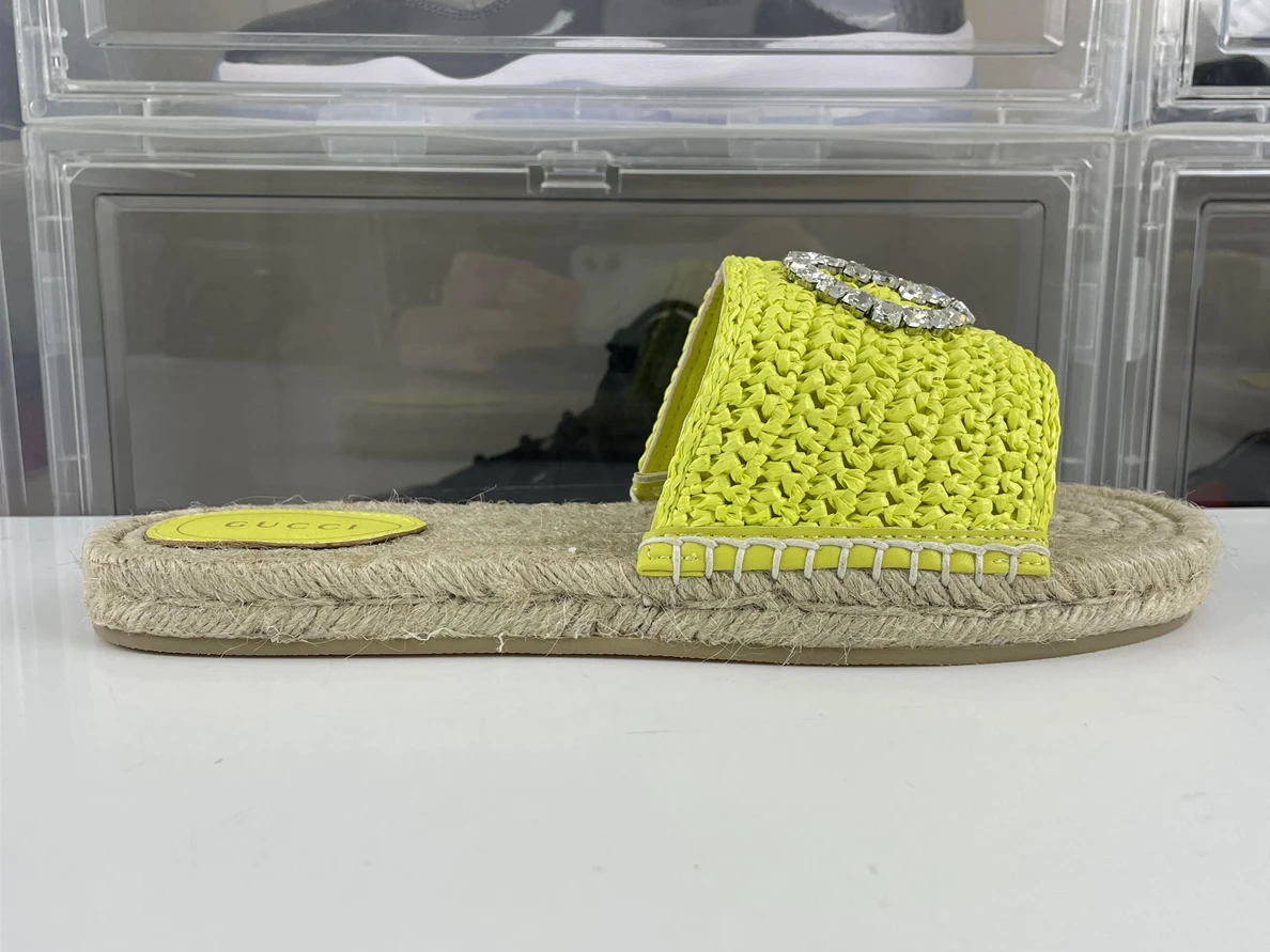 GUCCI Lido series Raffia grass slipper HighQuality 90