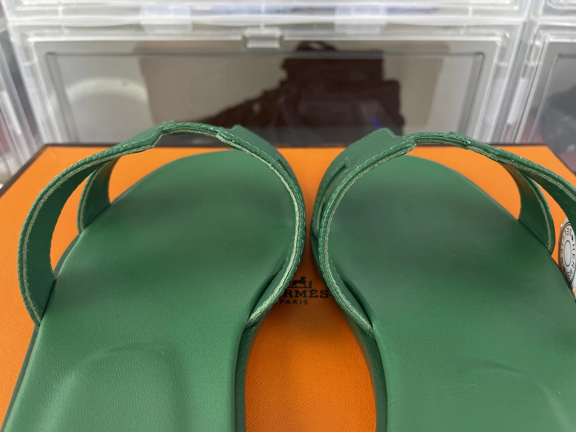 H Brand Green Lichi Leather Slipper, EU37-45 Trendy 115