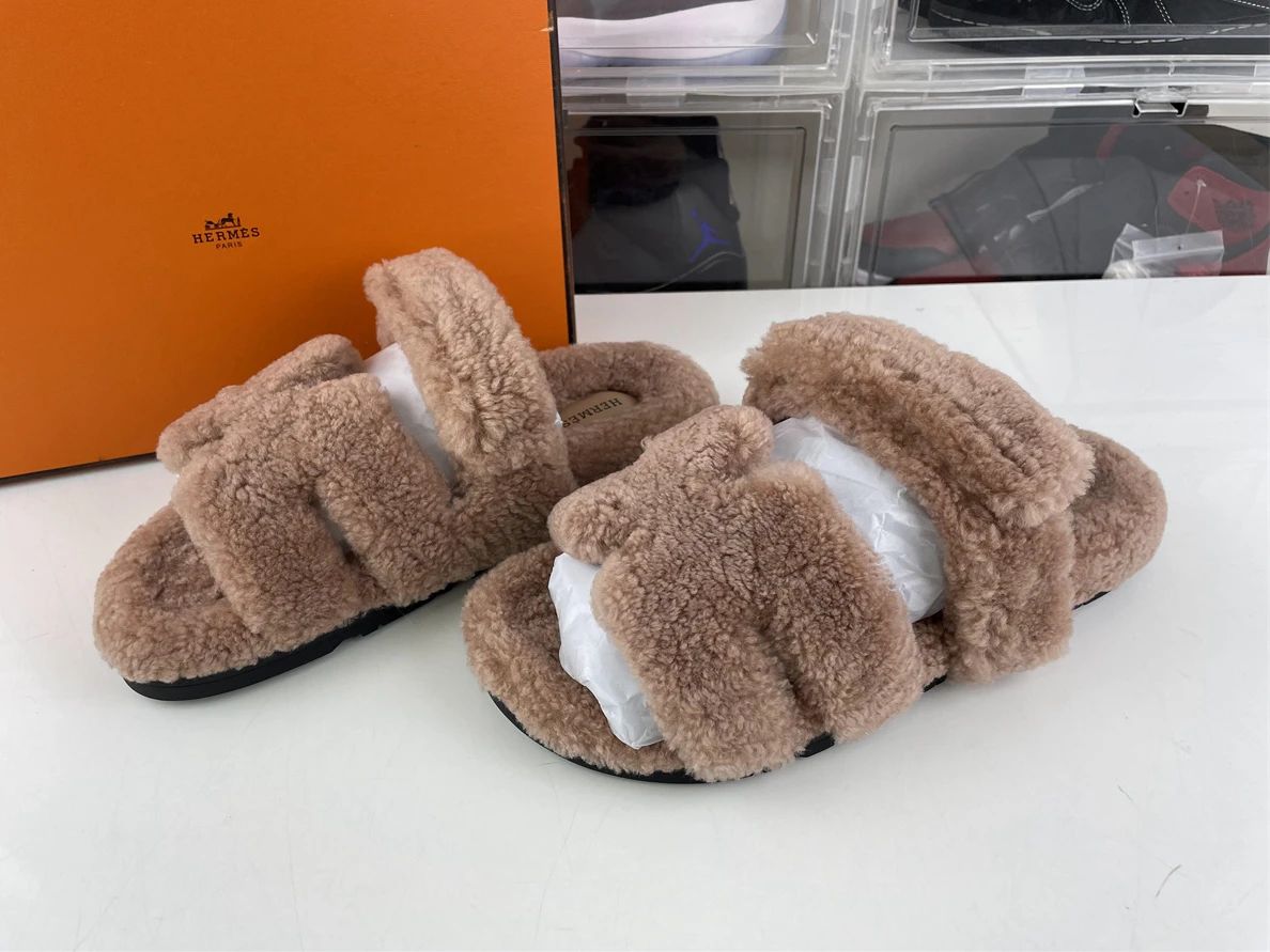 Hermes Pink Woolen Sandals Popular 111
