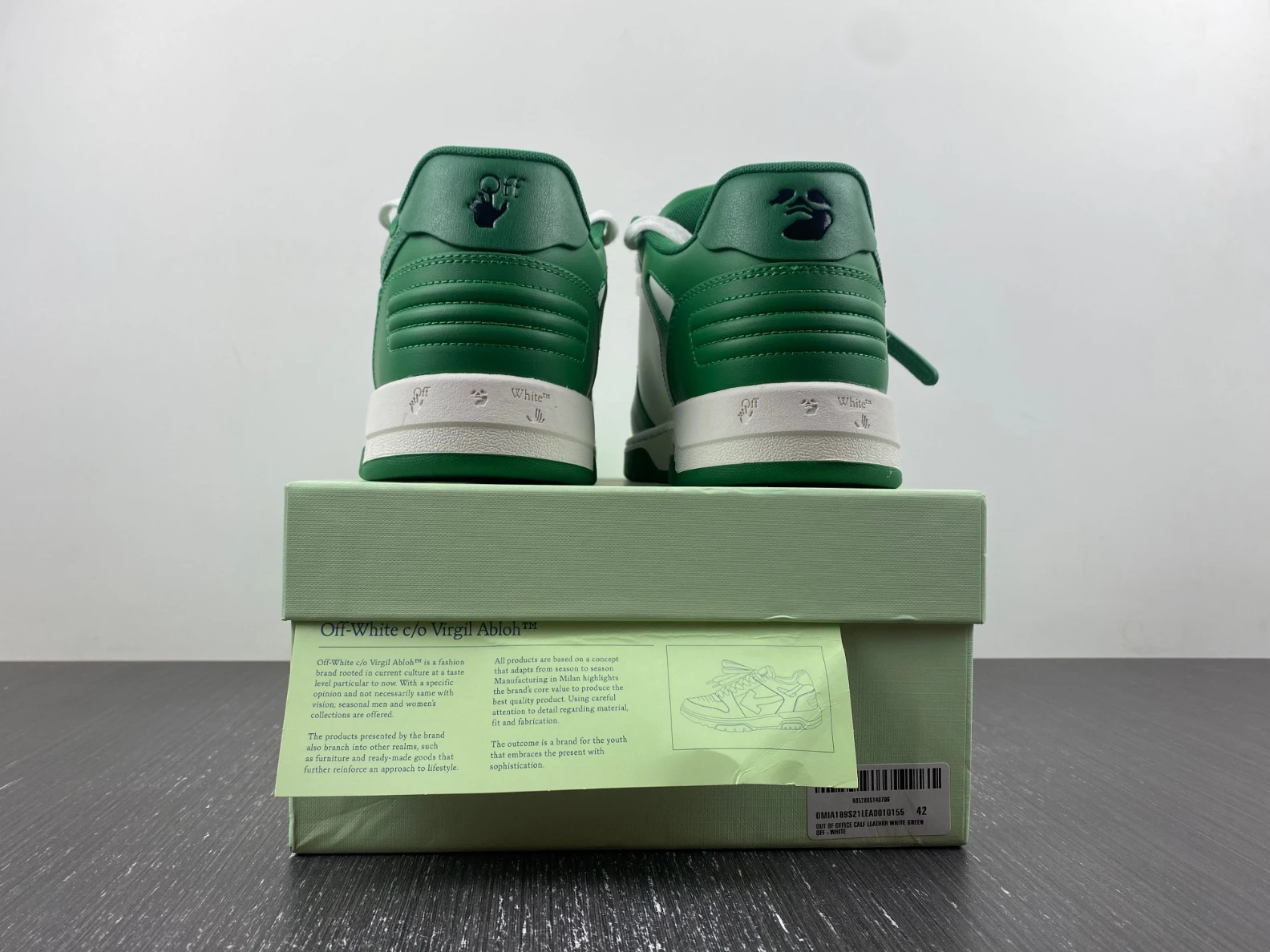 HighQuality 5354 OFF-WHITE Out of Office Low Top Green Dirty White OMIA189R21LEA 1427