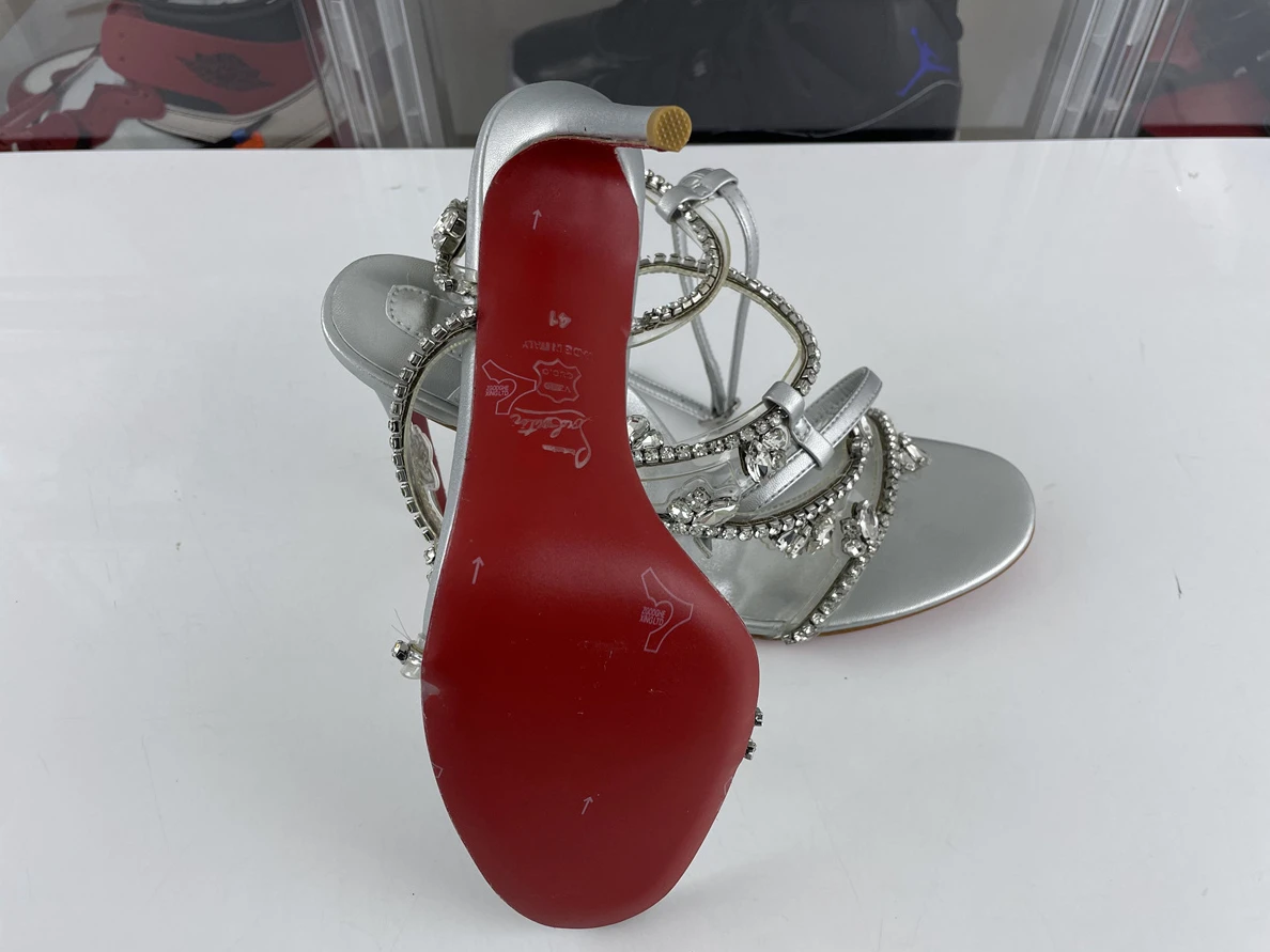 HighQuality Christian Louboutin CL Silver high heel 'Diamonds' with red bottom 3535