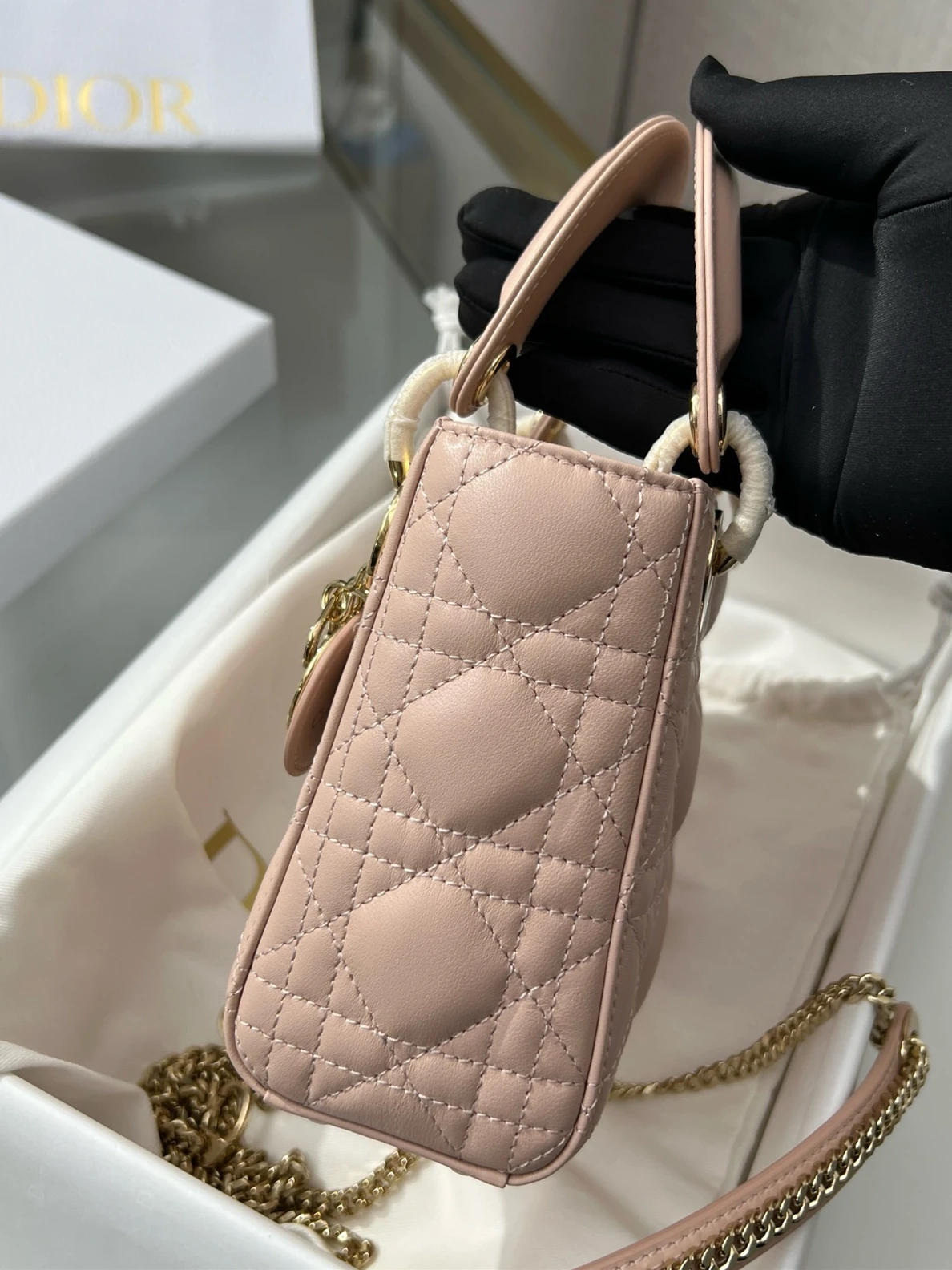 HighQuality DIOR Mini Lady Dior Hand Bag Pink Color (17 x 15 x7 cm) 265