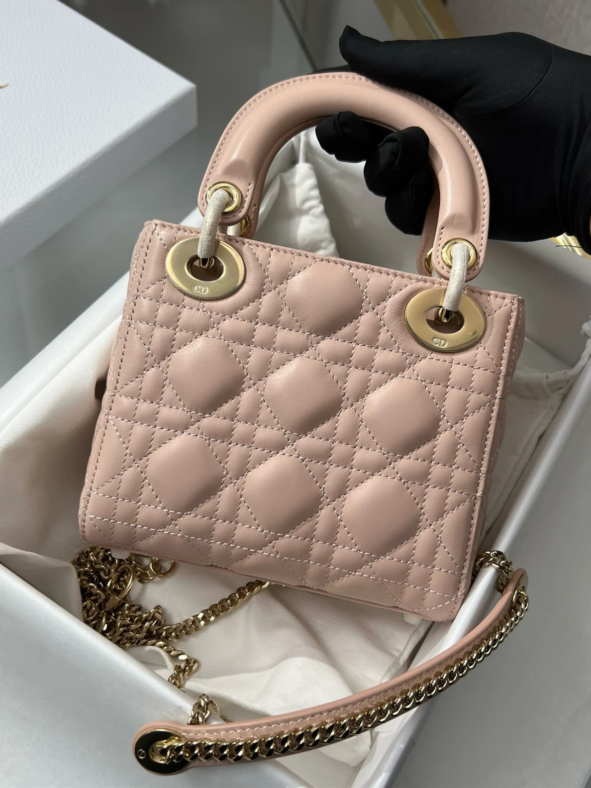 HighQuality DIOR Mini Lady Dior Hand Bag Pink Color (17 x 15 x7 cm) 265