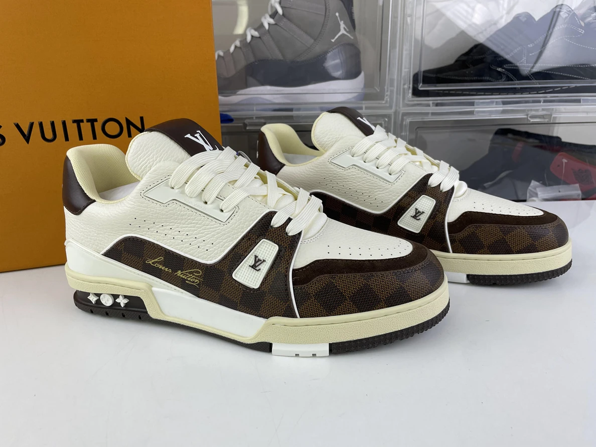 HighQuality LV ARCH LICHT Brown White Checkerboard #54 Skate Sneaker 135