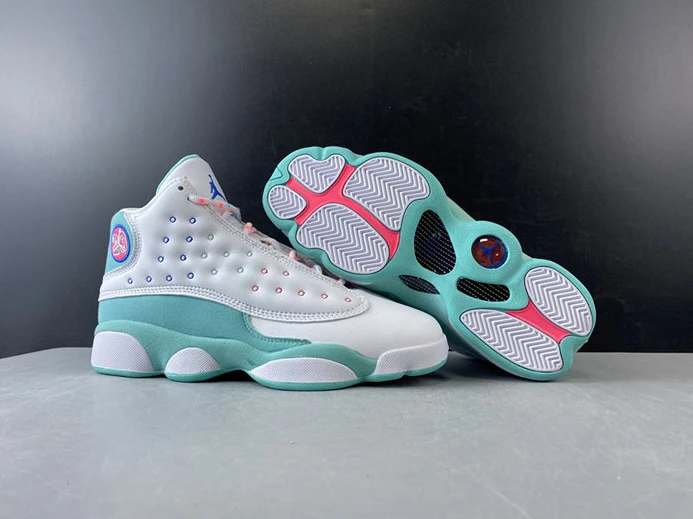 Jordan 13 Retro White Soar Green Pink 439358-100 Affordable 1165