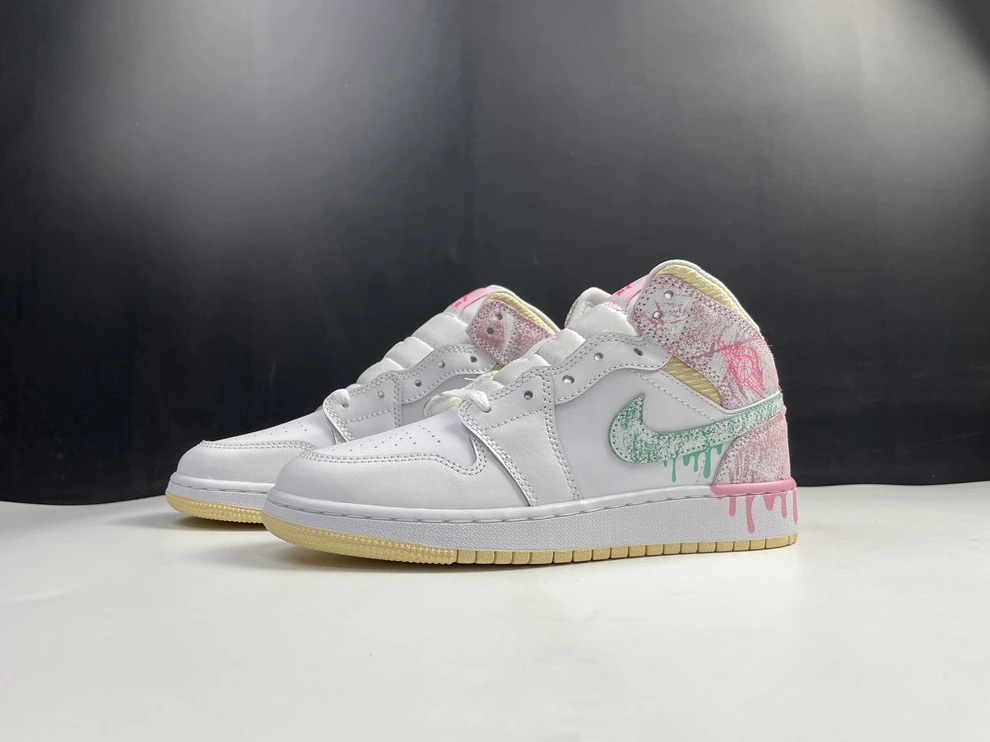 Jordan1 Mid Paint Drip DD1666-100 Trendy 488