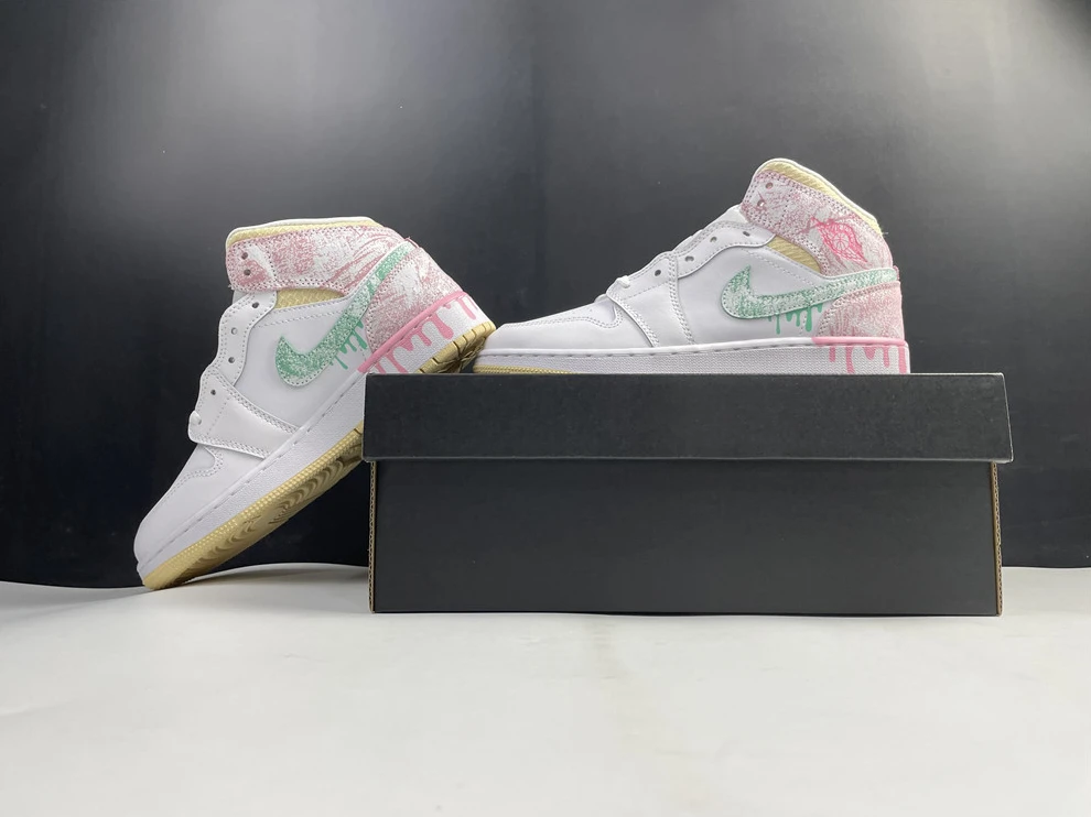 Jordan1 Mid Paint Drip DD1666-100 Trendy 488
