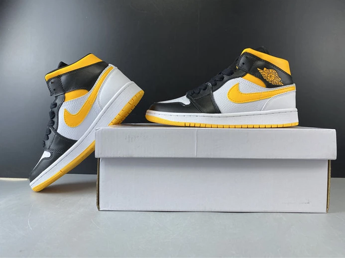 Jordan1 Mid white black yellow CV5276-107 Fashionable 522