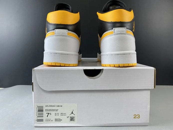 Jordan1 Mid white black yellow CV5276-107 Fashionable 522