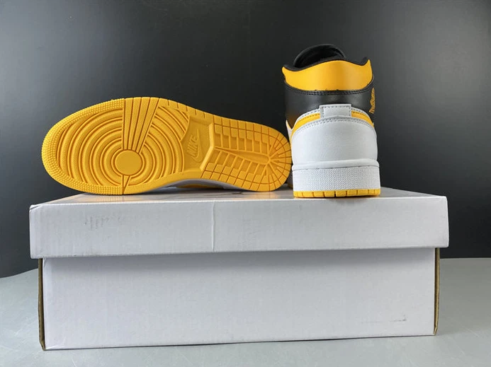 Jordan1 Mid white black yellow CV5276-107 Fashionable 522