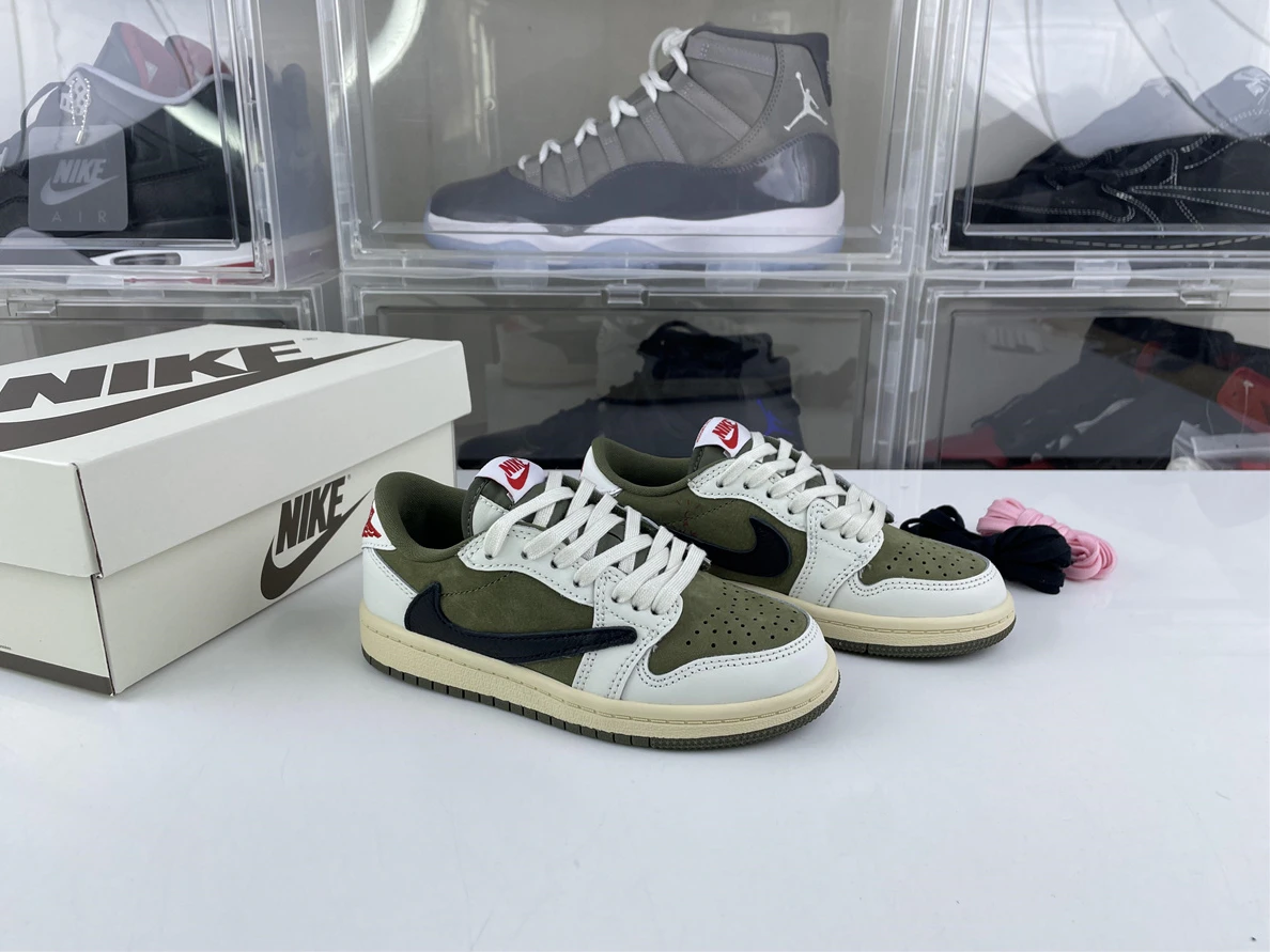 Kids Travis Scott x Air Jordan 1 Low Olive Popular 563
