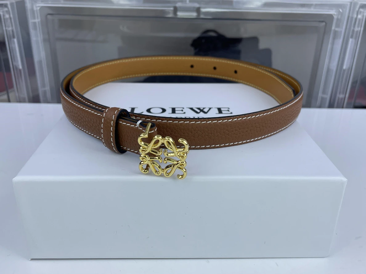 LOEWE Brown Belt with GOLD Metal Lichi leather (85-125cm) AllSeason 13