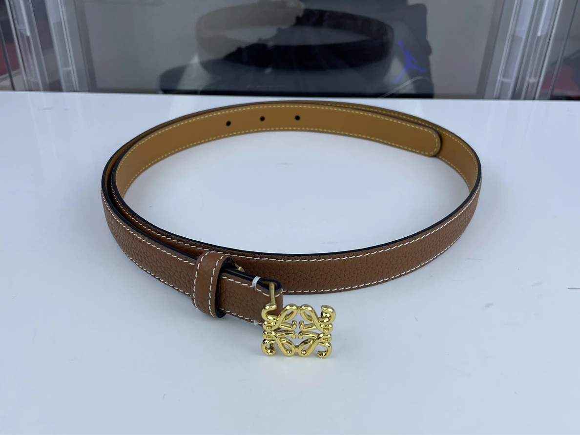 LOEWE Brown Belt with GOLD Metal Lichi leather (85-125cm) AllSeason 13