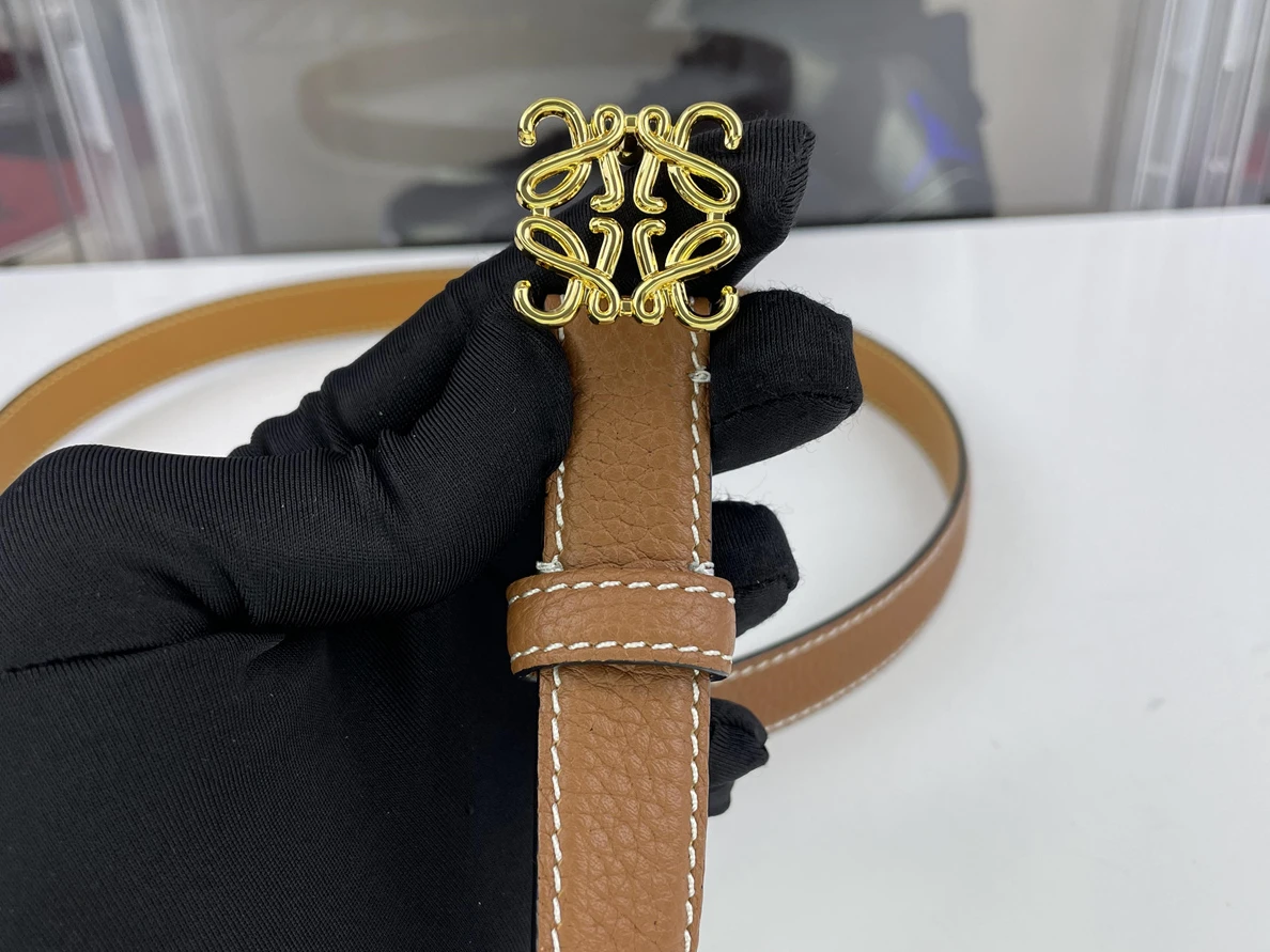 LOEWE Brown Belt with GOLD Metal Lichi leather (85-125cm) AllSeason 13