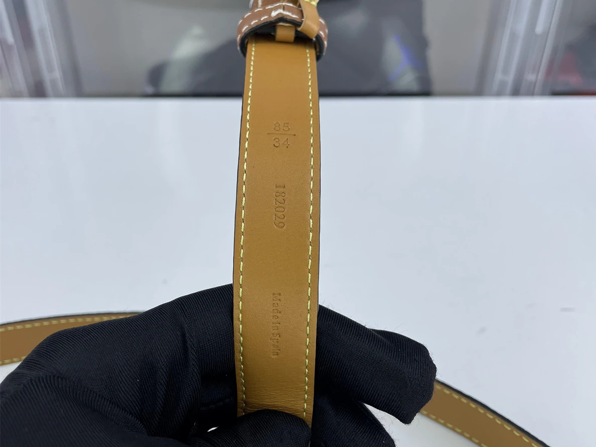 LOEWE Brown Belt with GOLD Metal Lichi leather (85-125cm) AllSeason 13